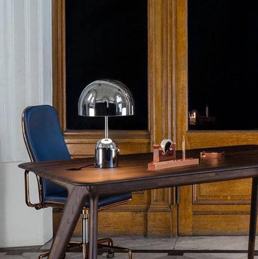 Modern Gold Metal Dome Table Lamp with Warm LED Light - Elegant Bedside or Desk Lamp for Living Room Decor 0